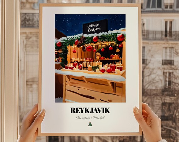 Reykjavik Reykjavk Iceland Christmas Market Wall Dcor Print Poster Jlagjf Gleileg Jl