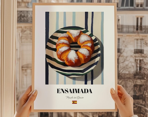 Ensaimada Spanish Pastry Wall Art Painting Hand Drawn Menu Poster Kitchen Print