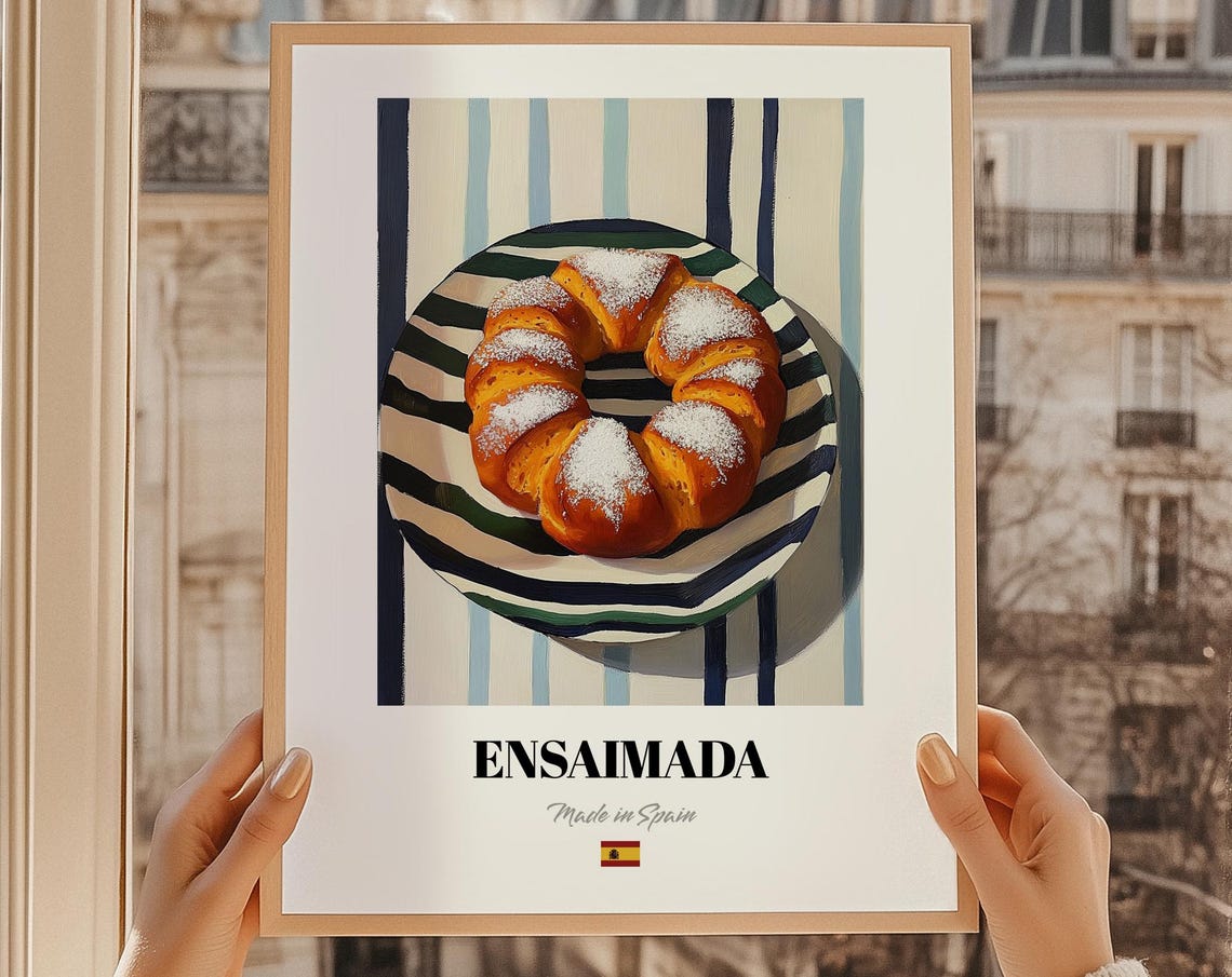 Ensaimada Overhead Spanish Sweet Pastry Powdered Sugar Art Poster