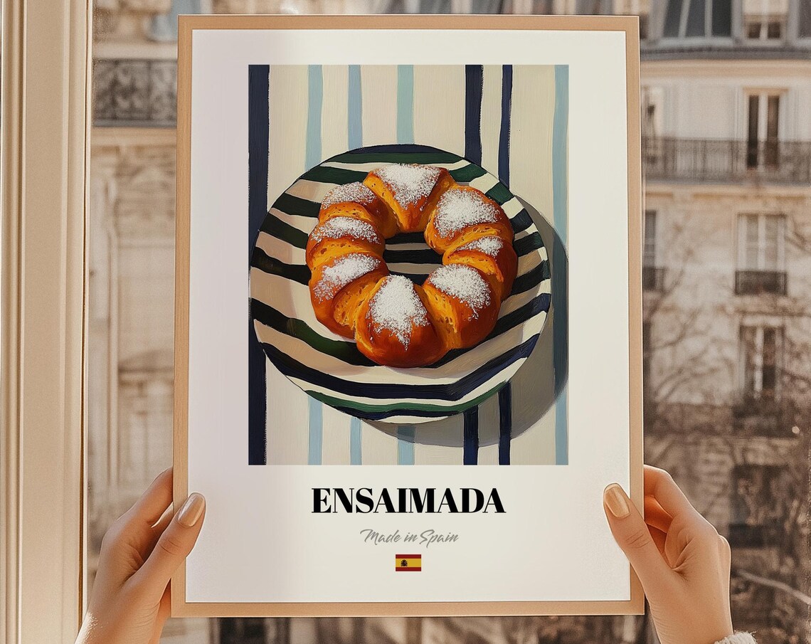 Ensaimada Spanish Pastry Wall Art Painting Hand Drawn Menu Poster Kitchen Print
