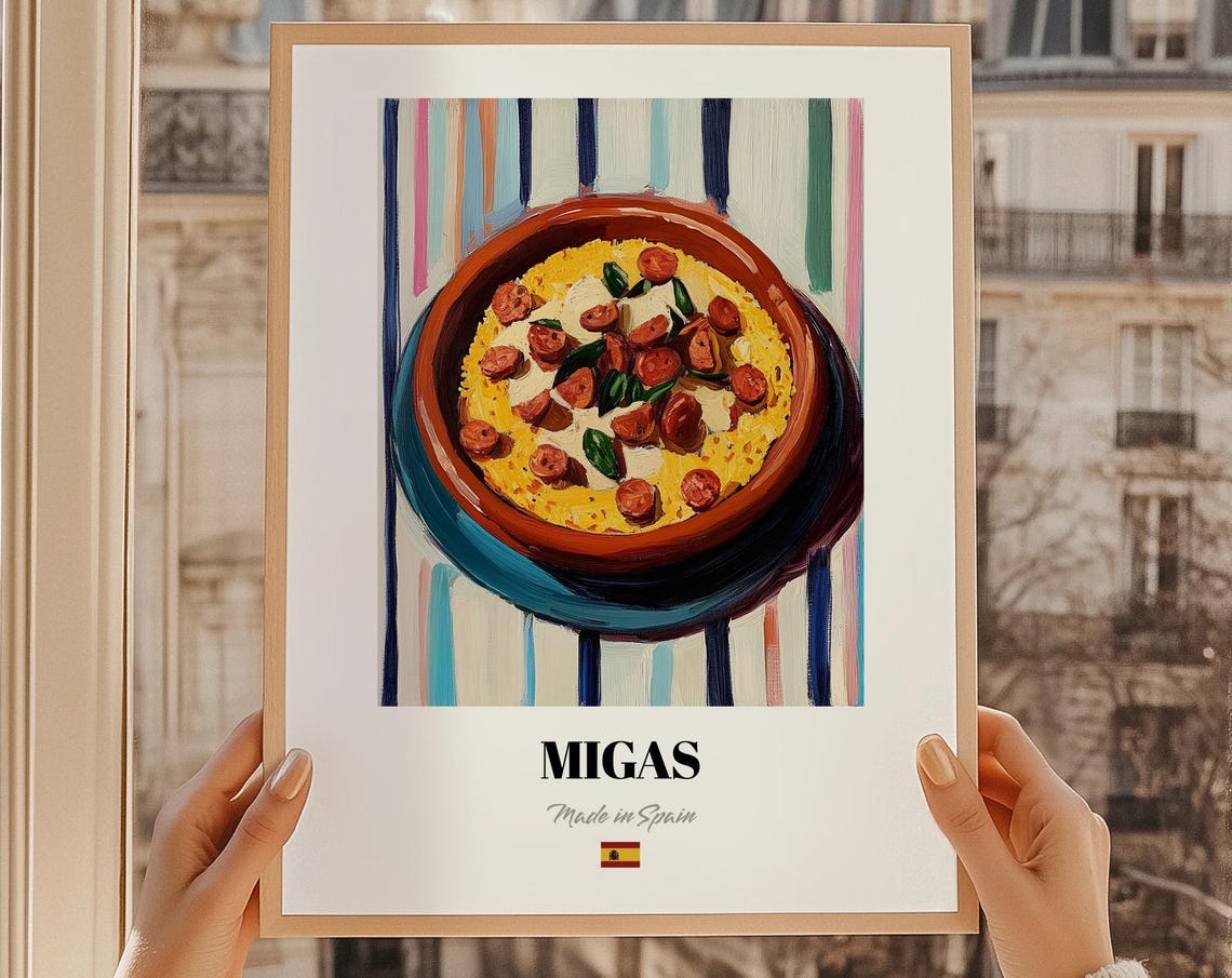 Migas Spanish Food Print Snack Bar Restaurant Wall Art Custom Menu Cover Kitchen