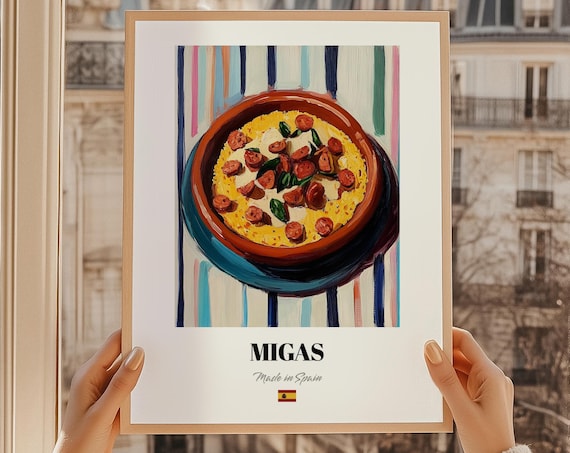 Migas Spanish Breadcrumb Sausage Clay Bowl Art Kitchen Poster