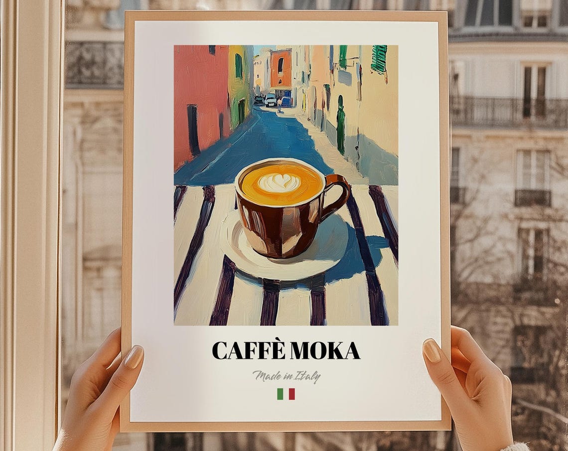 Caffè Moka Italian Coffee Latte Art Made in Italy Kitchen Poster