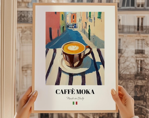 Caffè Moka Italian Coffee Latte Art Made in Italy Kitchen Poster