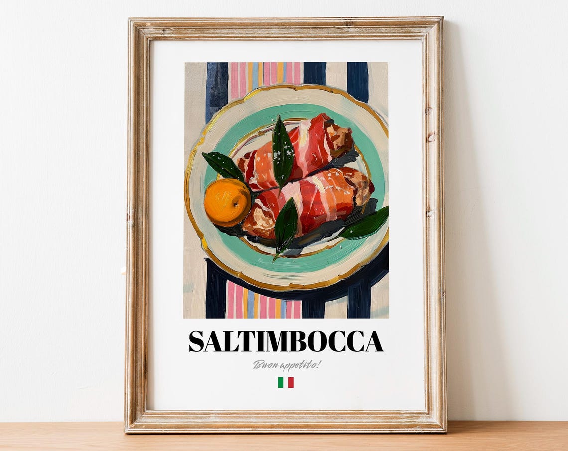 Saltimbocca Prosciutto Veal Rolls Sage Painted Italian Dinner Poster