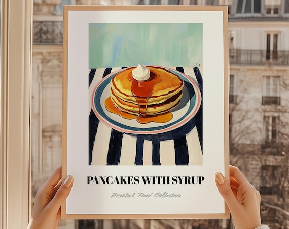 Pancakes with Syrup Stack Breakfast Still Life Food Painting Poster