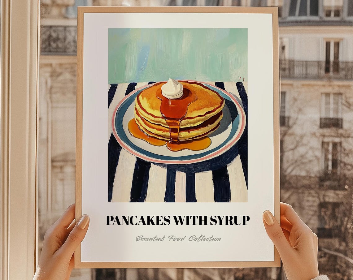 Pancakes with Syrup Stack Breakfast Still Life Food Painting Poster