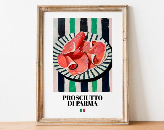 Vintage Prosciutto Di Parma Print Poster Italian Cuisine Art For Kitchens
