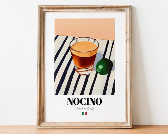 Vintage Nocino Bottle Print Poster Artisanal Spirit Art For Homes