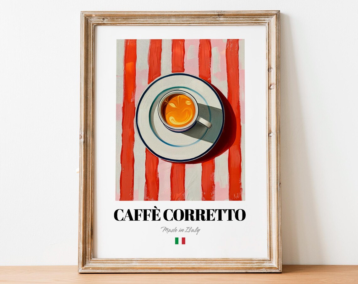 Italian Caff Corretto Art Print Poster Coffee Cocktail Artwork For Bars And Homes