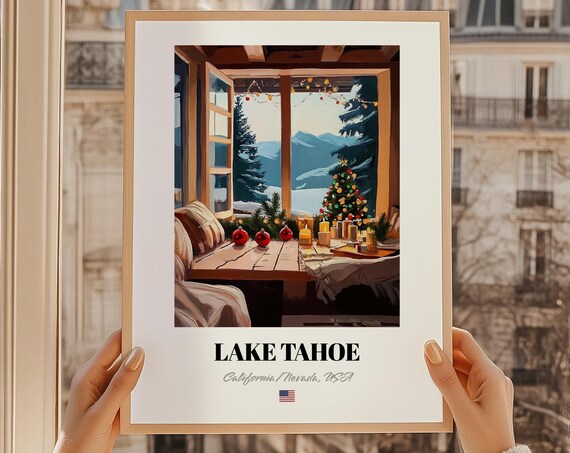 Lake Tahoe Nevada Usa Ski Resort Wall Decor Print Poster Christmas Gift