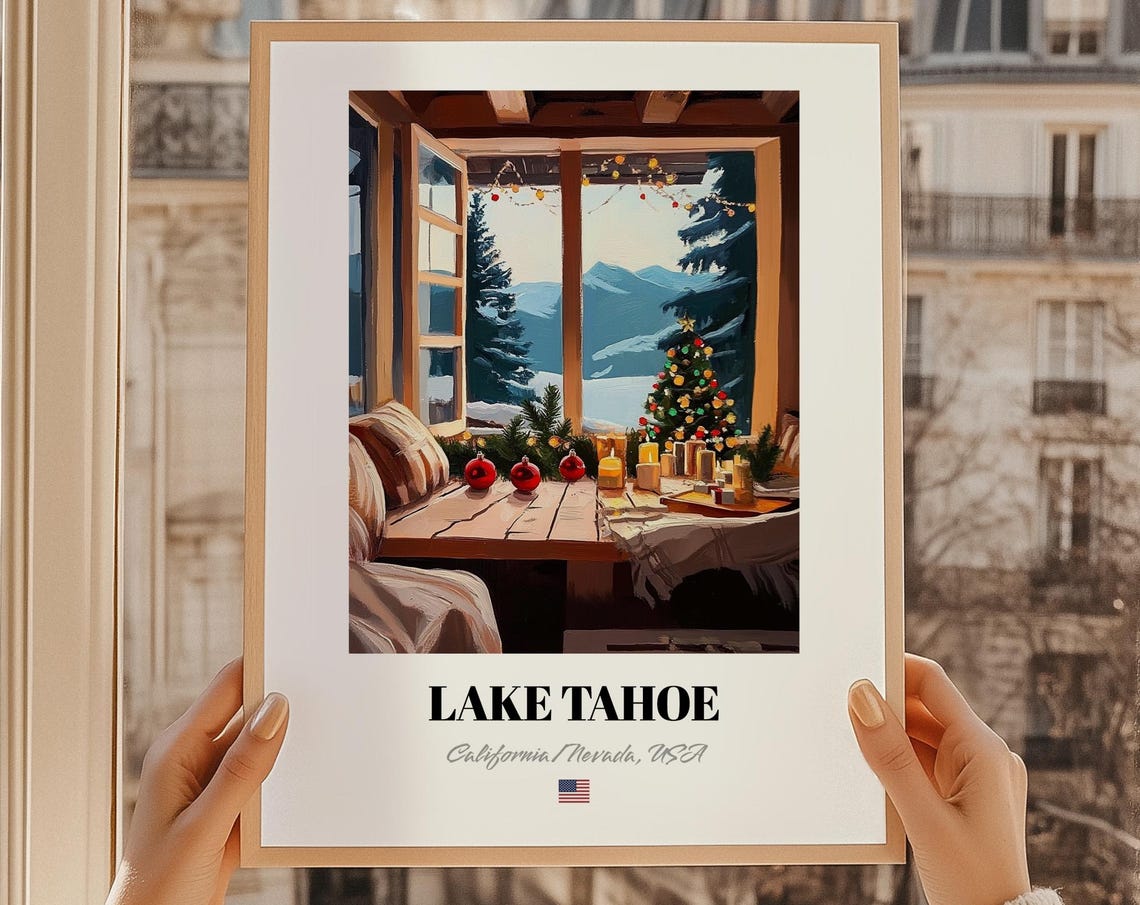 Lake Tahoe Nevada Usa Ski Resort Wall Decor Print Poster Christmas Gift