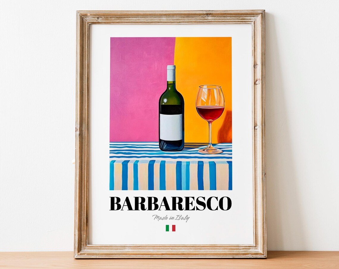 Barbaresco Wall Art Print Poster Elegant Italian Wine Artwork For Kitchens
