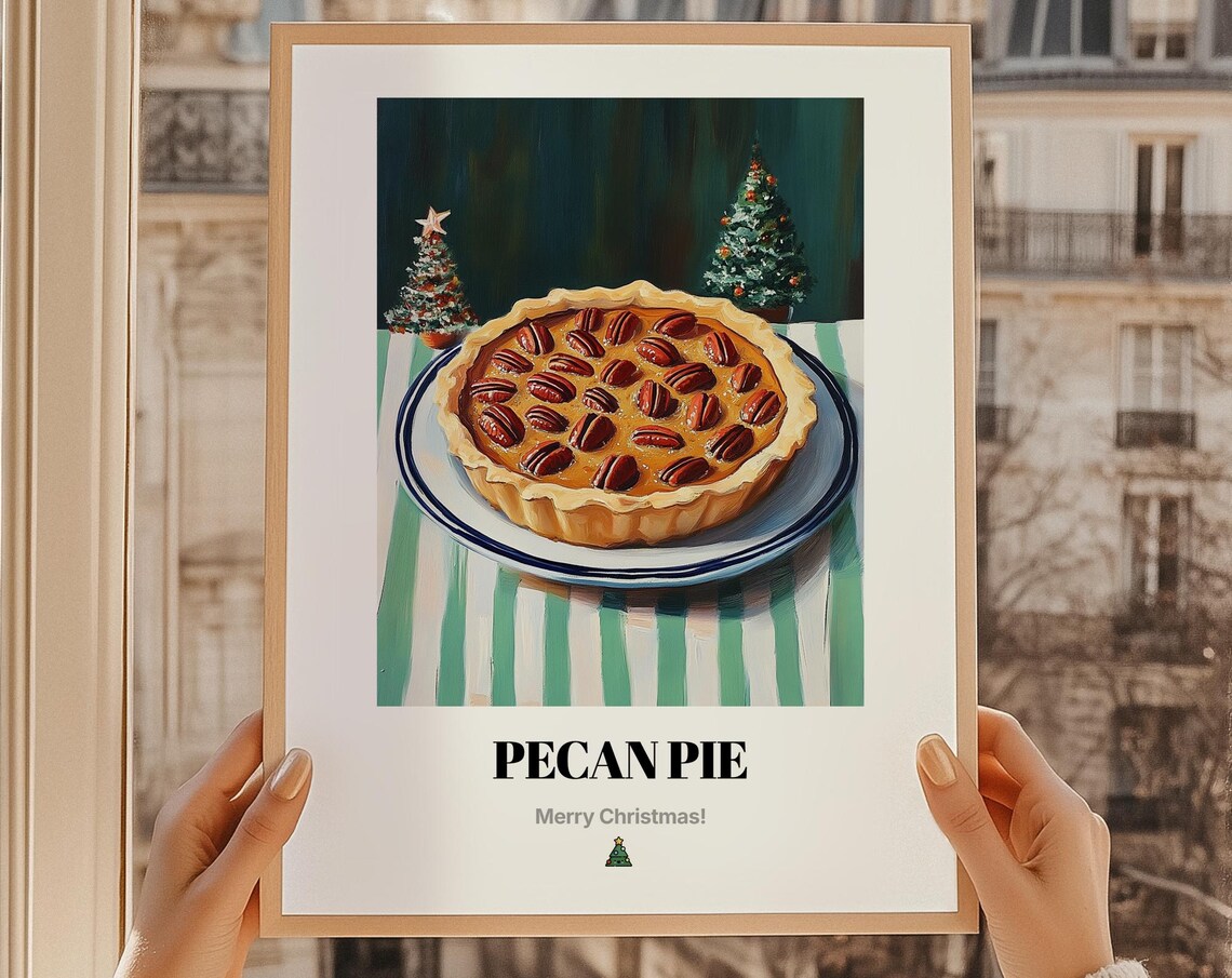Pecan Pie Christmas Art Print, Merry Gift