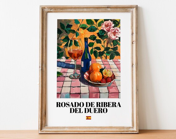 Vintage Rosado De Ribera Del Duero Bottle Print Poster Wine Art For Homes And Bars