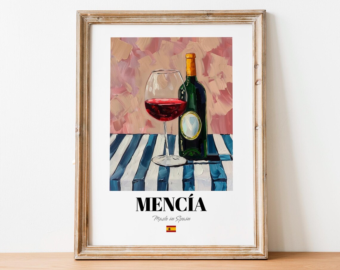 Spanish Menca Art Print Poster Vineyard Artwork For Bars And Restaurants