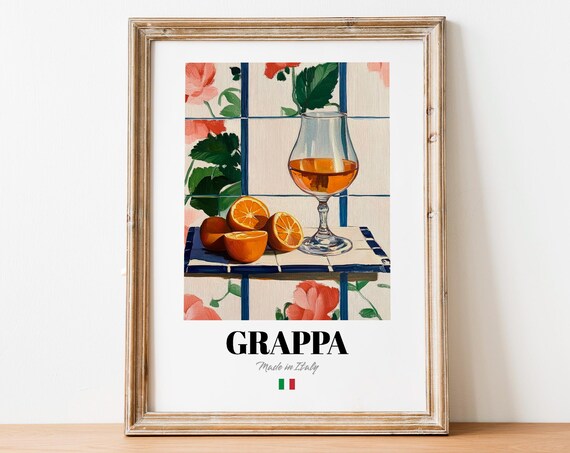 Italian Grappa Poster Print Distilled Spirits Art For Bars And Restaurants