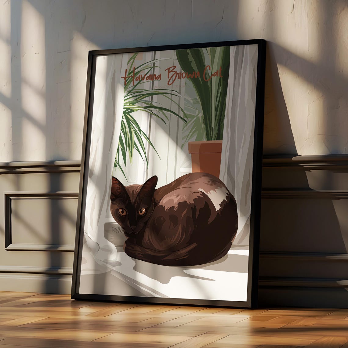 Charming Havana Brown Chocolate Cat In Sunlit Window Nook Poster