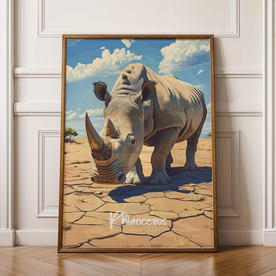 Rhinoceros Print African Wildlife Illustration Natureinspired Wall Art