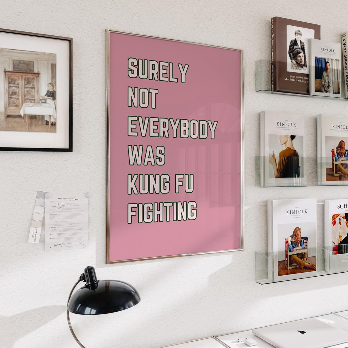 Surely Not Everybody Was Kung Fu Fighting Funny Pink Quote Poster - Image 3