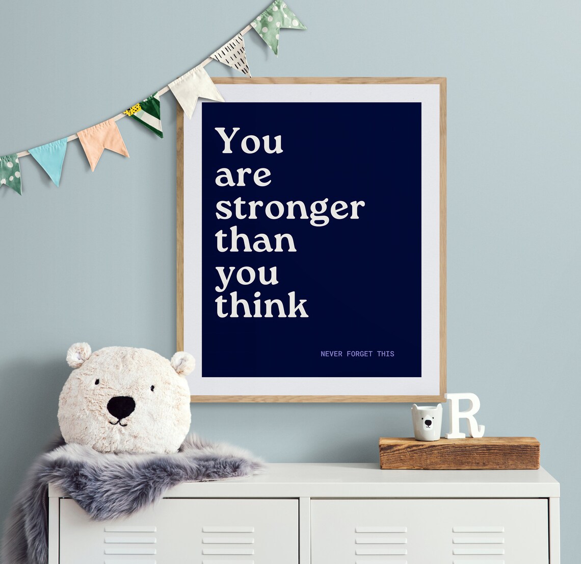 You Are Stronger Than You Think Navy Motivational Quote Poster - Image 2