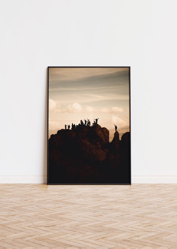 Mountain Peak People Poster Unique Trendy Wall Art Printed Sky
