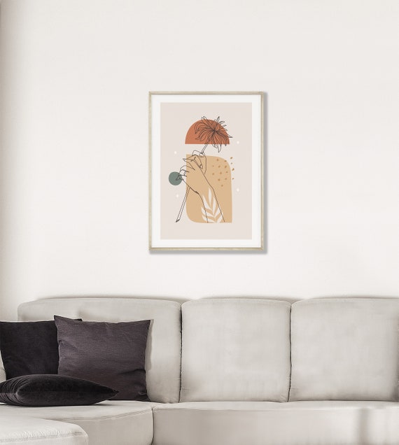 Natural Umbrella Poster Minimalist Art Trendy Wall Botanical Nature