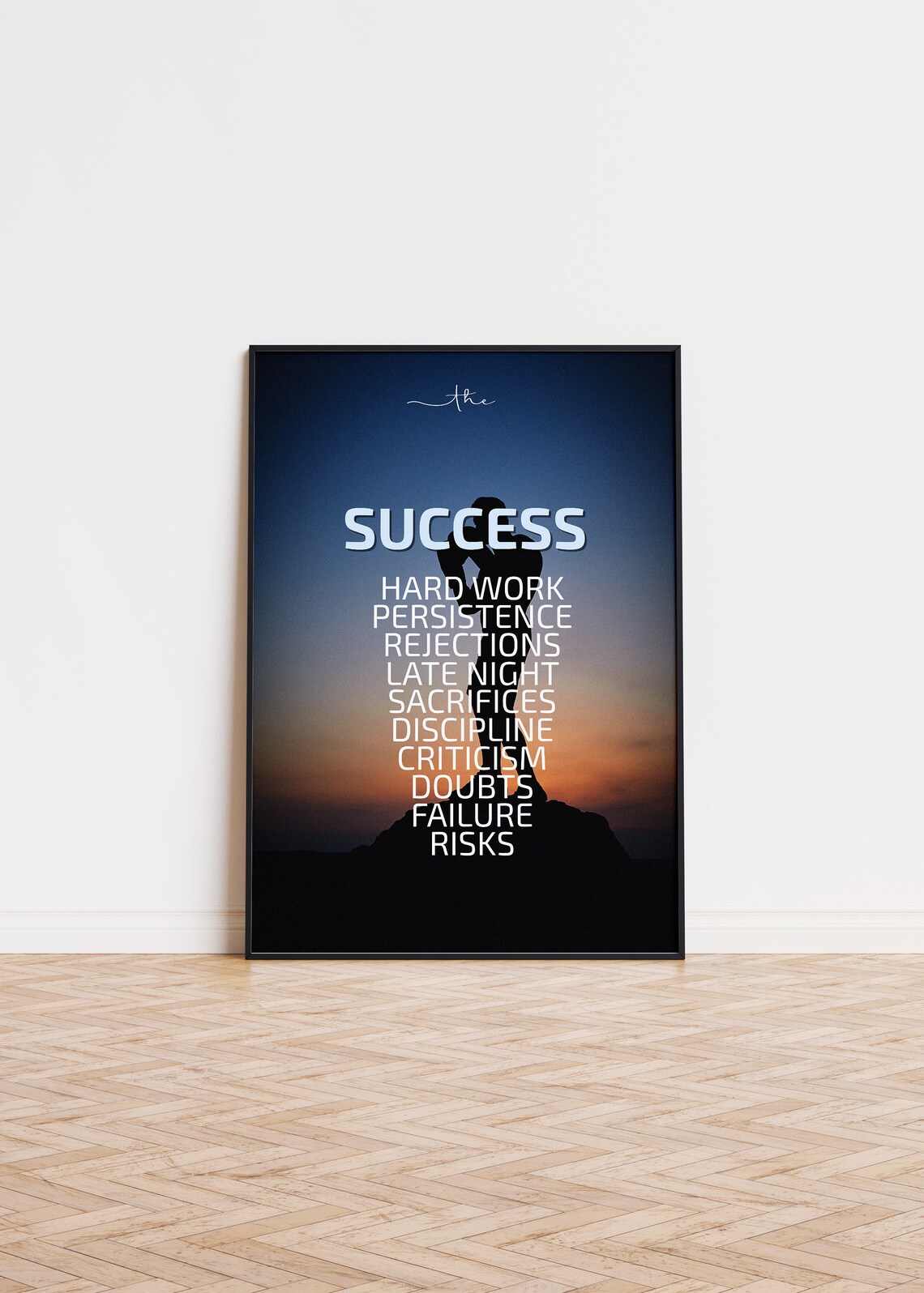 Success Mindset Motivational Poster Hard Work Discipline Quote Wall Decor