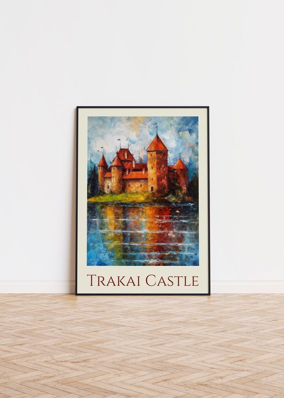 Trakai Castle Lithuania Poster, Painted Travel Art