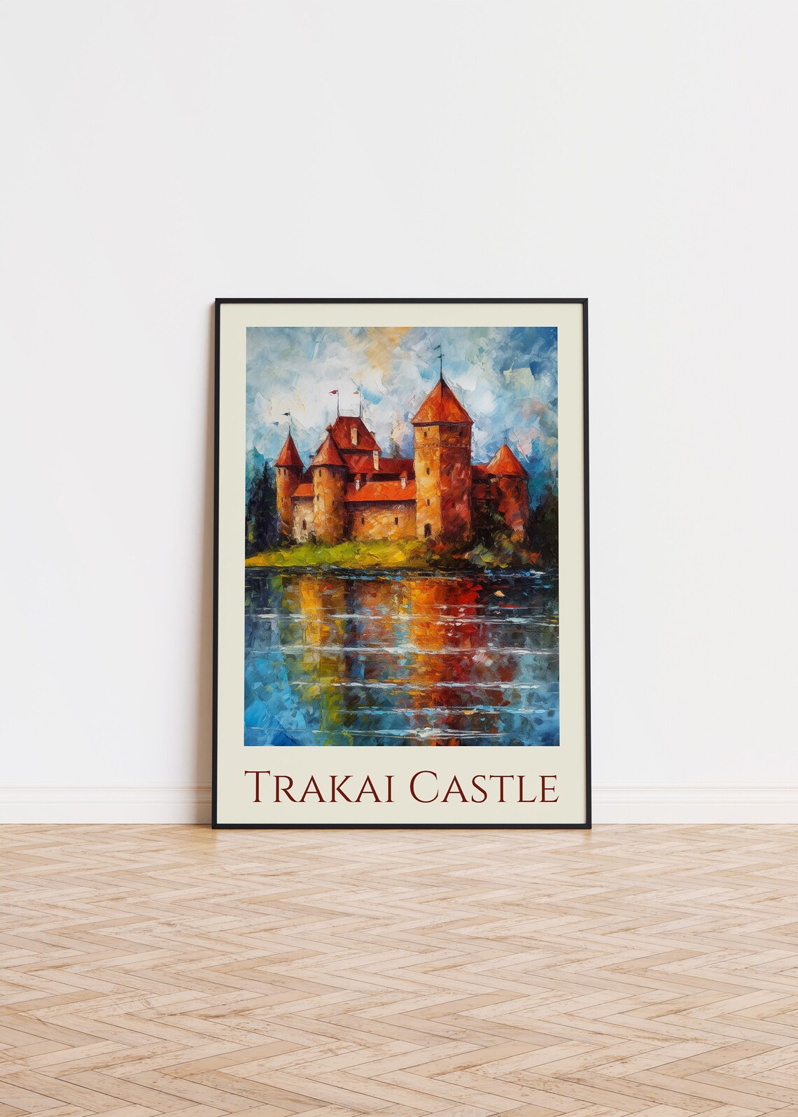 Trakai Castle Lithuania Poster, Painted Travel Art