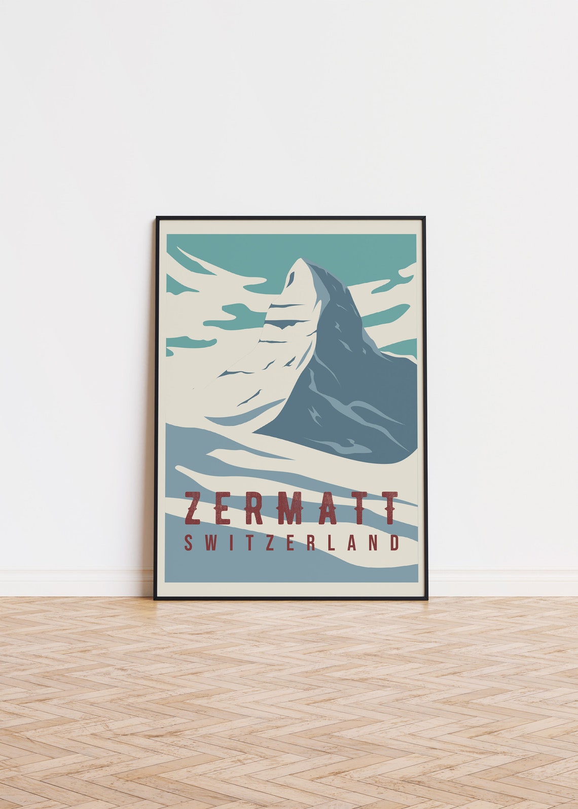 Zermatt Switzerland Matterhorn Retro Vintage Travel Style Poster