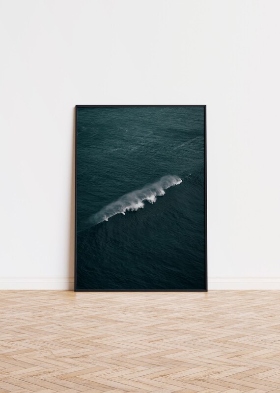 Minimalist Ocean Wave Aerial Dark Teal Sea Swell Photography Poster