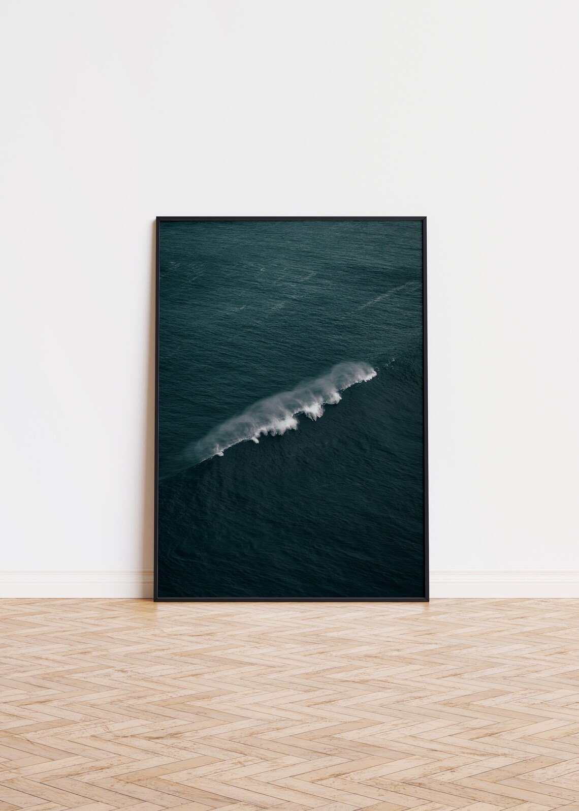 Minimalist Ocean Wave Aerial Dark Teal Sea Swell Photography Poster