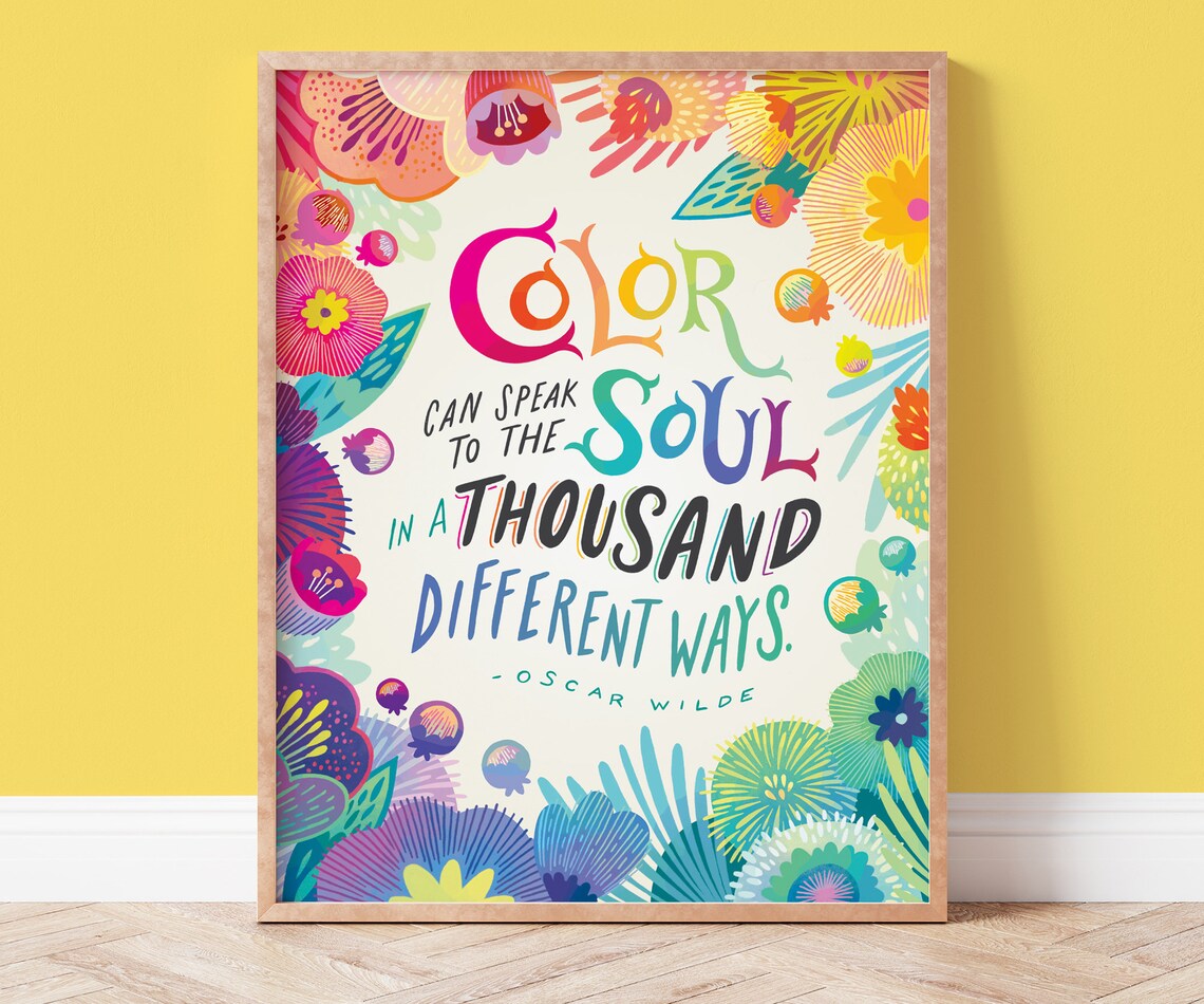Oscar Wilde Rainbow Hand Lettering Quote Art Print