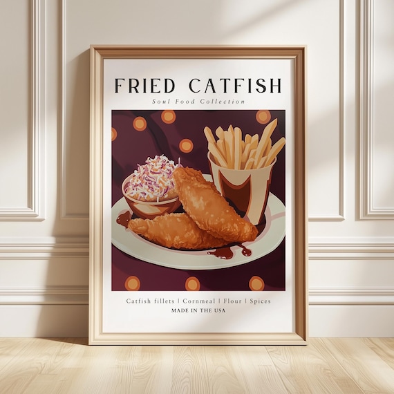 Classic Fried Catfish Soul Food Collection Southern Kitchen Poster