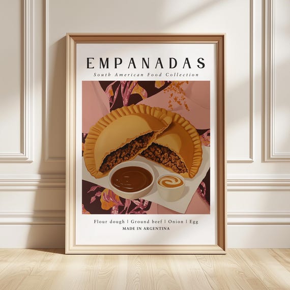 Empanadas Art Print Latin Food Poster Rustic Kitchen Wall Decor Foodie Gift