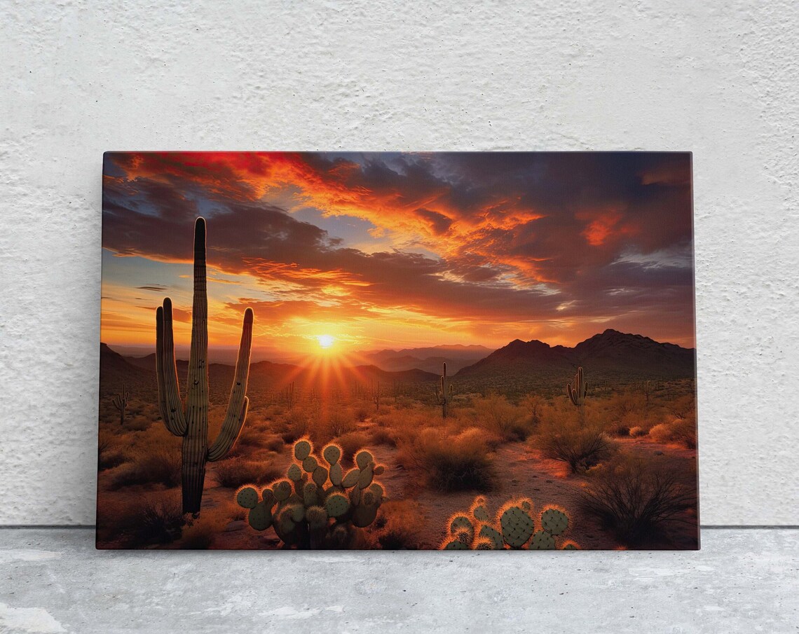 Desert Sunset, Realism Desert Landscape Art Print