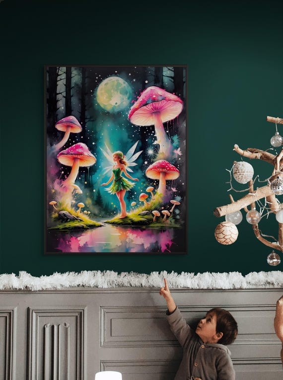 Magical Fairy Wall Art Fantasy Print Instant Poster For Kids Nursery Moonlit Decor
