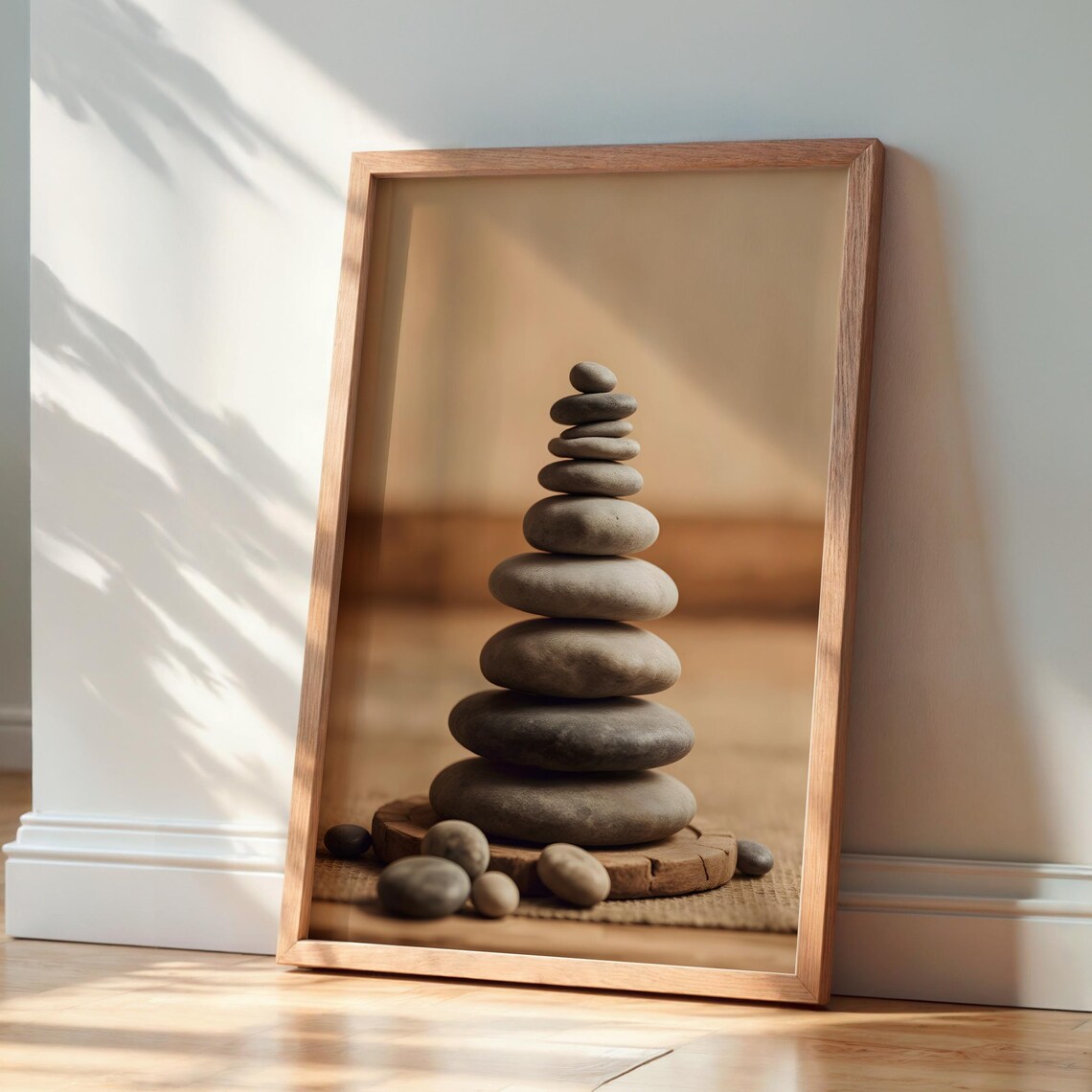 Japandi Balanced Stone Stack Poster Minimal Zen Neutral Calm Interior Decor