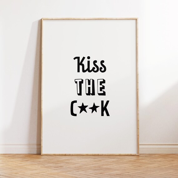 Funny Kitchen Wall Decor Kiss The Cook Sign Typography Kitchen Poster Trendy Kitchen Print Gift For Chef