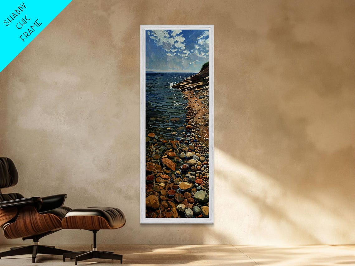 Rocky Shoreline With Colorful Pebbles And Blue Ocean Beach Art Poster - Image 3