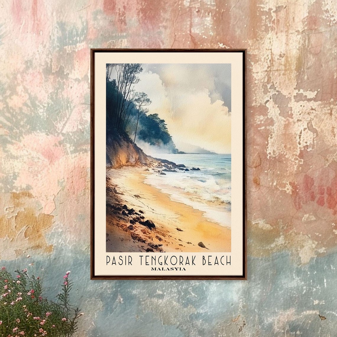 Pasir Tengkorak Beach Malaysia Golden Rock Pine Cliff Shore Poster