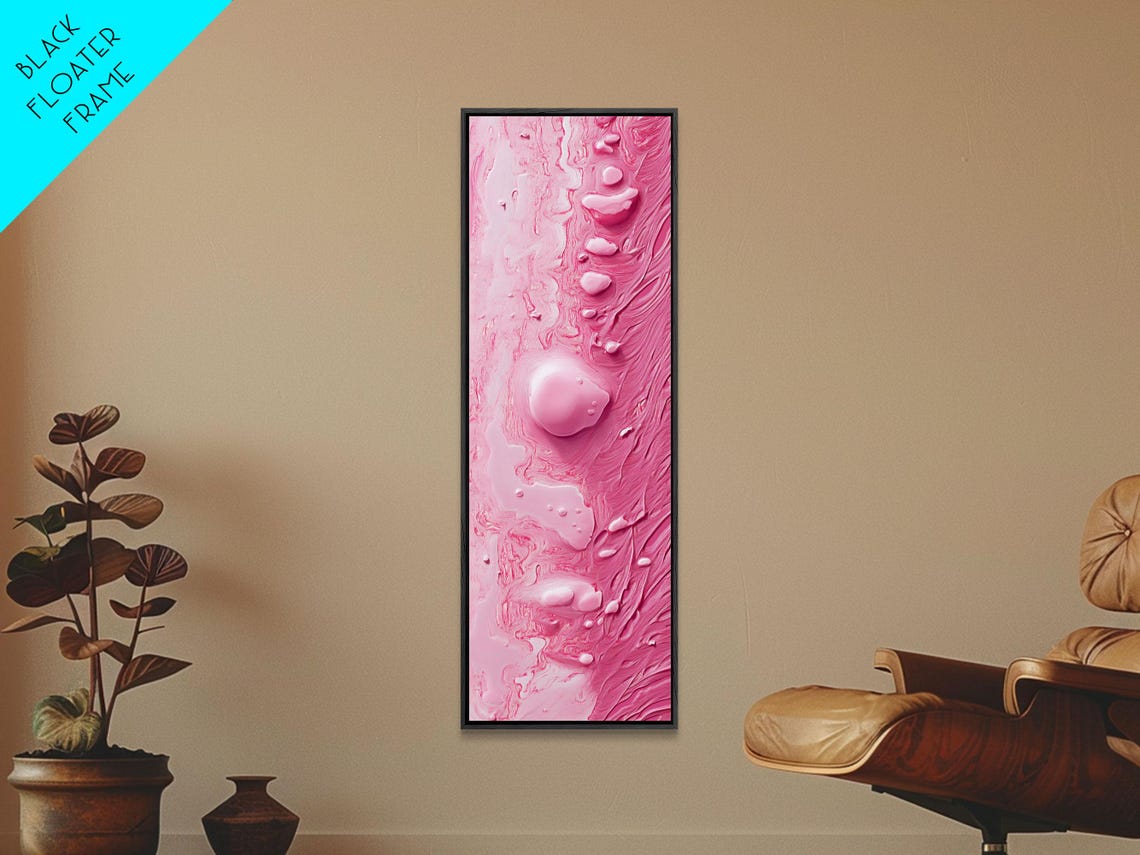 Glossy Pink Textured Abstract Water Drops Modern Wall Art Poster - Image 2