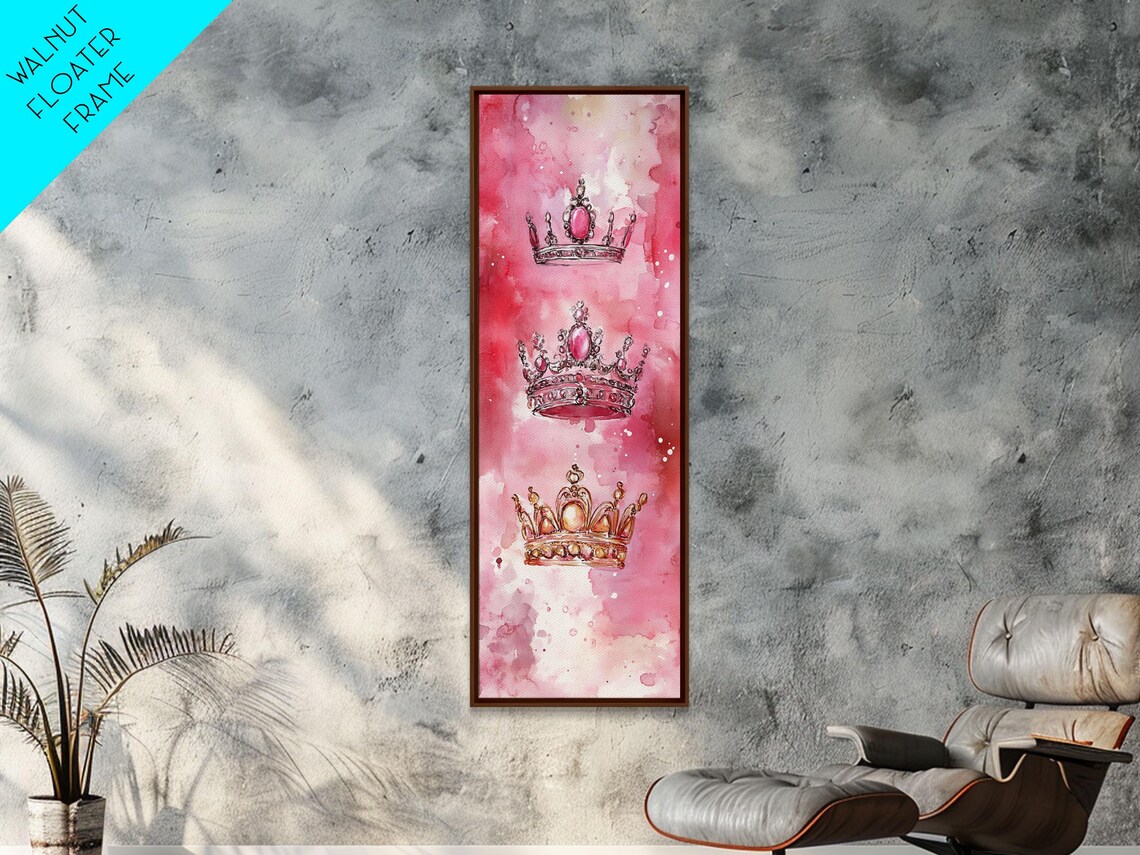Three Pink Watercolor Crowns Royal Feminine Wall Decor Poster - Image 4