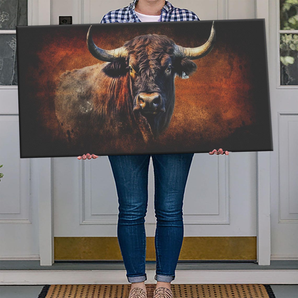 Bull Wall Decor Animal Wall Art Western Wall Art Nature Wall Decor Panoramic Wall Decor Print Wall Art Framed Art - Image 4