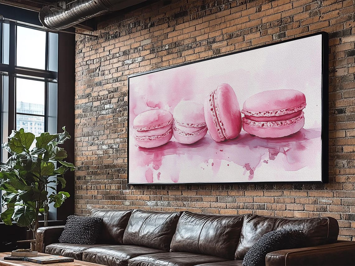 Pink French Macarons Watercolor Painting Sweet Dessert Kitchen Poster - Image 5