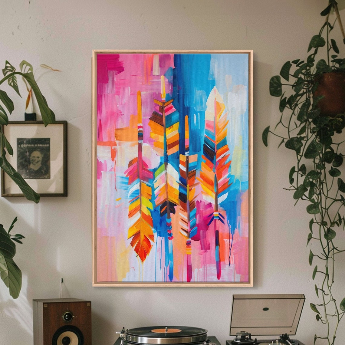 Colorful Boho Feathers Abstract Bright Feather Art Modern Wall Poster - Image 5