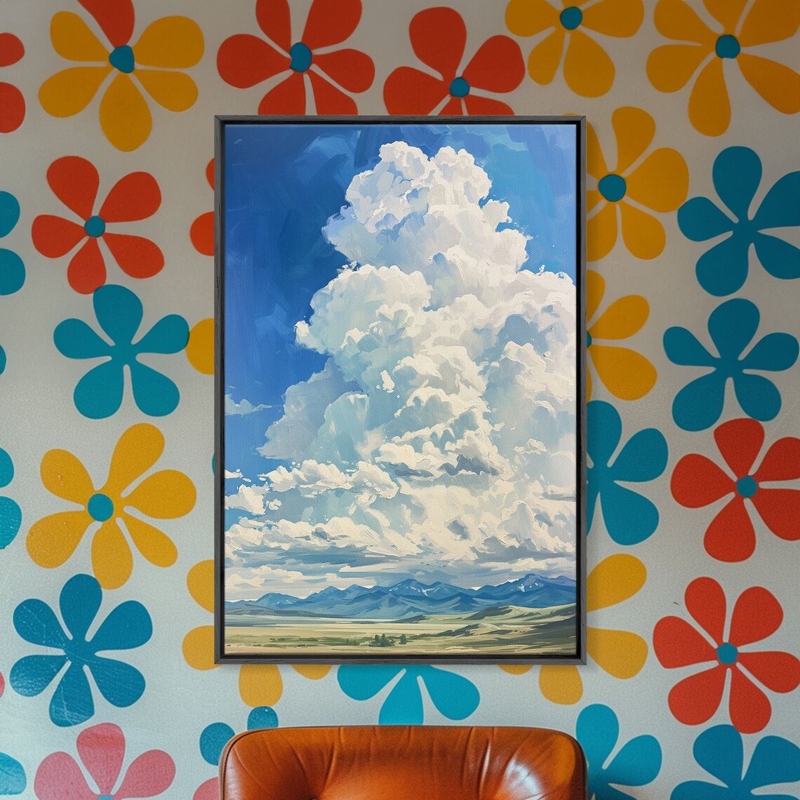 Cloudy Skyline Over Wyoming Landscape Framed And Printed On Nature Landscape Artwork Framed Printed Art Mountain Wall Art - Image 5