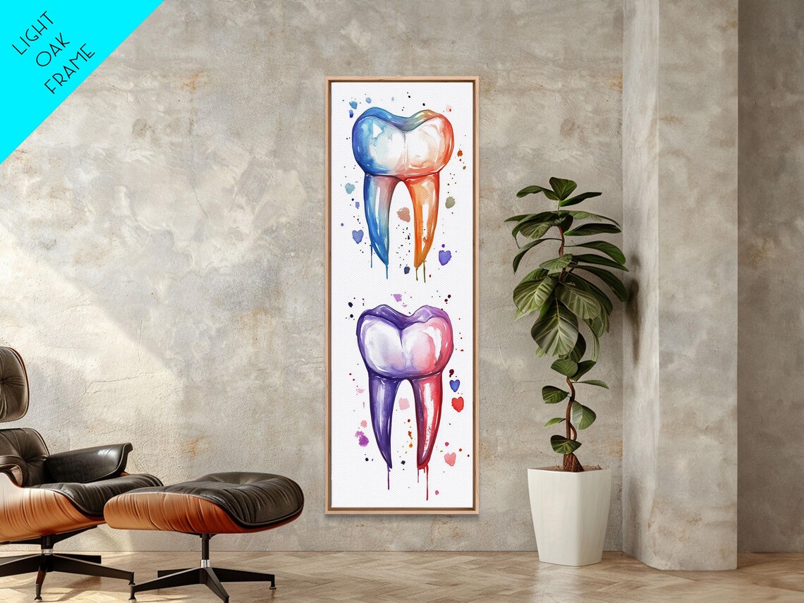 Watercolor Tooth Art Dental Office Colorful Anatomy Decor Poster - Image 6
