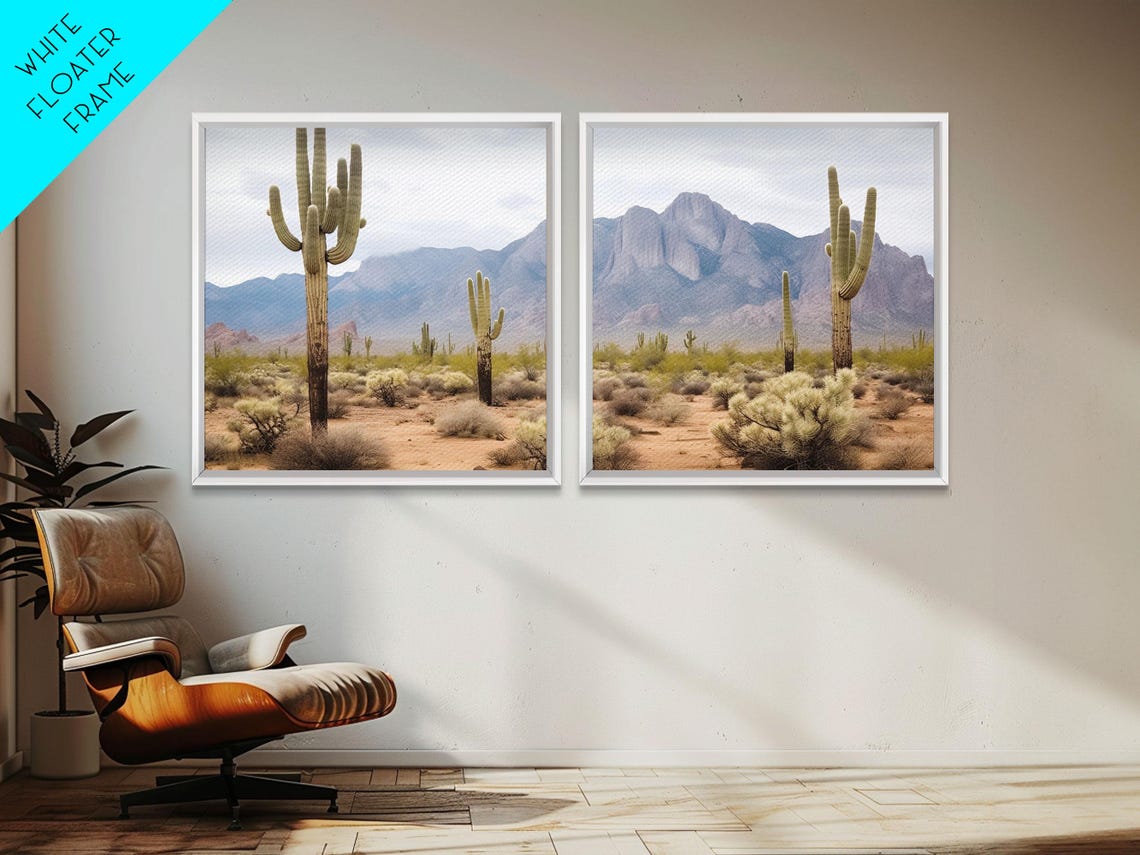 Sonoran Desert Saguaro Cactus Mountain View Two Piece Print Set - Image 2